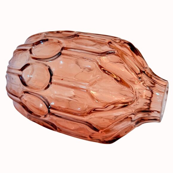 Romantic Amber Rose Art Glass Vase Textured Abstract Bubble MCM VTG Home Decor - Picture 7 of 13